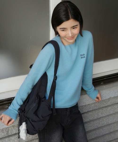 muahmuah(ムーアムーア)の「A'GEM/9 × .kom 『muah muah/ムーアムーア』STITCH WOOL ROUND KNIT/ステッチウール ラウンドニット(ニット/セーター・レディース・ピンク/グレー/ブルー/アイボリー・FREE)」の20枚目の写真