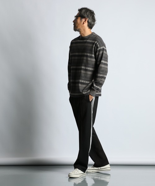 The DUFFER of ST.GEORGE(ザダファーオブセントジョージ)の「DUFFER ORIGINAL JACQUARD L/SL TEE:オリジナル ジャガード ロンTEE(Tシャツ/カットソー・メンズ・ブラック/チャコールグレー・X-LARGE/LARGE/MEDIUM)」の12枚目の写真