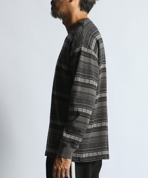 The DUFFER of ST.GEORGE(ザダファーオブセントジョージ)の「DUFFER ORIGINAL JACQUARD L/SL TEE:オリジナル ジャガード ロンTEE(Tシャツ/カットソー・メンズ・ブラック/チャコールグレー・X-LARGE/LARGE/MEDIUM)」の11枚目の写真