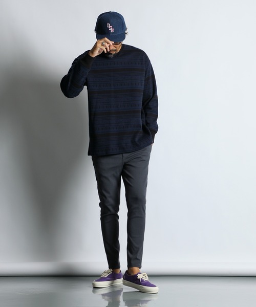 The DUFFER of ST.GEORGE(ザダファーオブセントジョージ)の「DUFFER ORIGINAL JACQUARD L/SL TEE:オリジナル ジャガード ロンTEE(Tシャツ/カットソー・メンズ・ブラック/チャコールグレー・X-LARGE/LARGE/MEDIUM)」の13枚目の写真