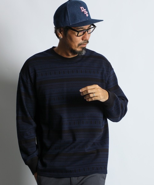 The DUFFER of ST.GEORGE(ザダファーオブセントジョージ)の「DUFFER ORIGINAL JACQUARD L/SL TEE:オリジナル ジャガード ロンTEE(Tシャツ/カットソー・メンズ・ブラック/チャコールグレー・X-LARGE/LARGE/MEDIUM)」の10枚目の写真