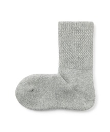 婦人　足なり直角　履き口やわらか　ウール混　ルームソックス