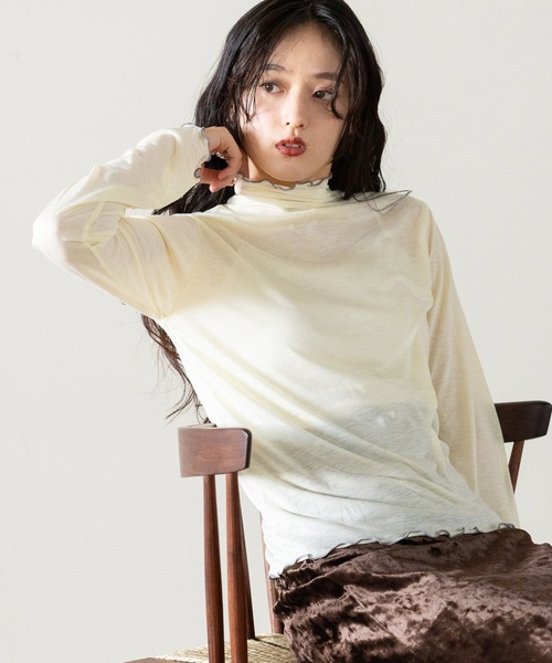 RAGEBLUE（レイジブルー）の「メロウインナーカットソー（Tシャツ/カットソー・レディース・ホワイト/グレー系その他/イエロー系その他/サックスブルー/レッド/ブラック・FREE）」の5枚目の写真