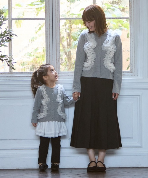 petit main(プティマイン)の「【リンク】チュールフリルカットカーディガン(カーディガン/ボレロ・キッズ・ブルーグレー/トップグレー/アイボリー・80cm/90cm/110cm/100cm/130cm/120cm)」の10枚目の写真