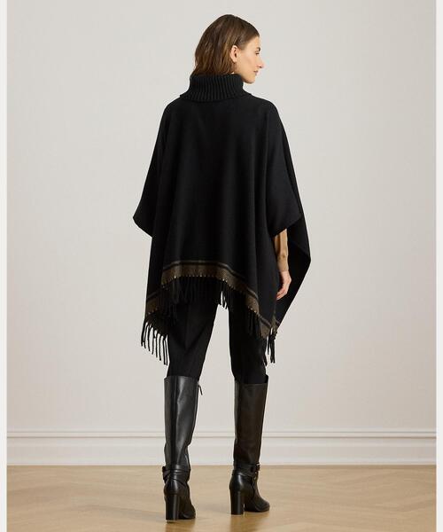 LAUREN RALPH LAUREN(ローレン ラルフ ローレン)の「ツートーン ヘリンボーン タートルネック Ruana(ポンチョ・レディース・ブラック系1・ONE)」の7枚目の写真