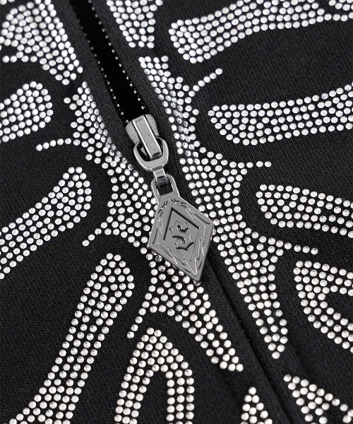 SUPPLIER(サプライヤー)の「A'GEM/9 × .kom 『SUPPLIER/サプライヤー』 Fire Skeleton Rhinestone Zip Hoodie/ファイヤースケルトン ラインストーン ジップアップパーカー(パーカー・メンズ・ブラック/グレー・L/M)」の6枚目の写真