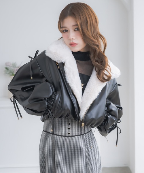 2WAYカラーフェイクレザーブルゾン（ブルゾン）｜couture BY ROJITA