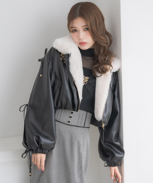 couture BY ROJITA(クチュールバイロジータ)の「2WAYカラーフェイクレザーブルゾン(ブルゾン・レディース・ブラック/マルチ/ブラウン・FREE)」の7枚目の写真