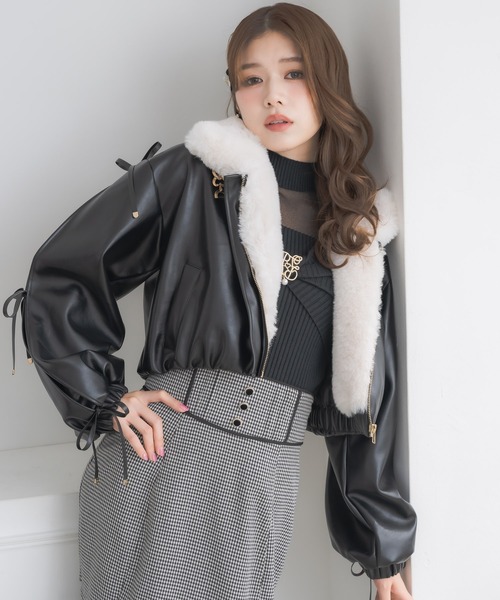 couture BY ROJITA(クチュールバイロジータ)の「2WAYカラーフェイクレザーブルゾン(ブルゾン・レディース・ブラック/マルチ/ブラウン・FREE)」の8枚目の写真