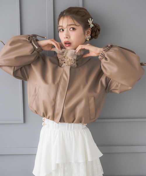couture BY ROJITA(クチュールバイロジータ)の「2WAYカラーフェイクレザーブルゾン(ブルゾン・レディース・ブラック/マルチ/ブラウン・FREE)」の14枚目の写真