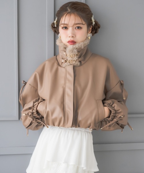 couture BY ROJITA(クチュールバイロジータ)の「2WAYカラーフェイクレザーブルゾン(ブルゾン・レディース・ブラック/マルチ/ブラウン・FREE)」の15枚目の写真