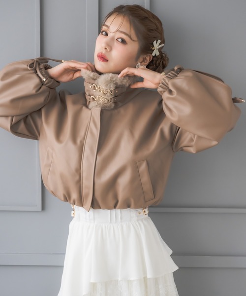 couture BY ROJITA(クチュールバイロジータ)の「2WAYカラーフェイクレザーブルゾン(ブルゾン・レディース・ブラック/マルチ/ブラウン・FREE)」の19枚目の写真