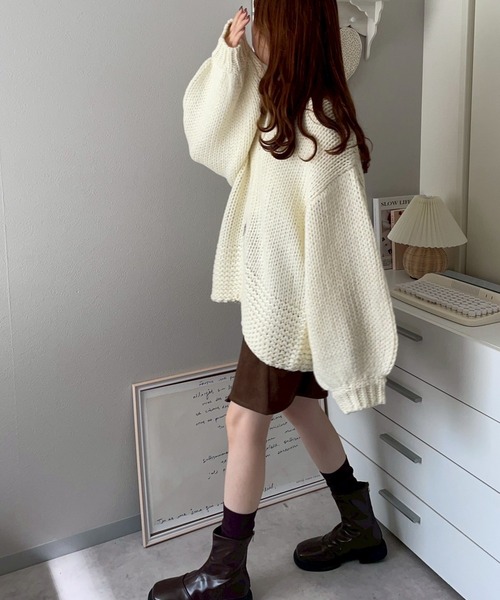 merrylatte(メリーラテ)の「ダブルジップオーバーサイズニットカーディガン【NOUA】(カーディガン/ボレロ・レディース・アイボリー・FREE)」の6枚目の写真