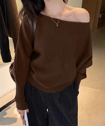 オフショル ニット オフショルダー」に該当するブラウン/茶色系の