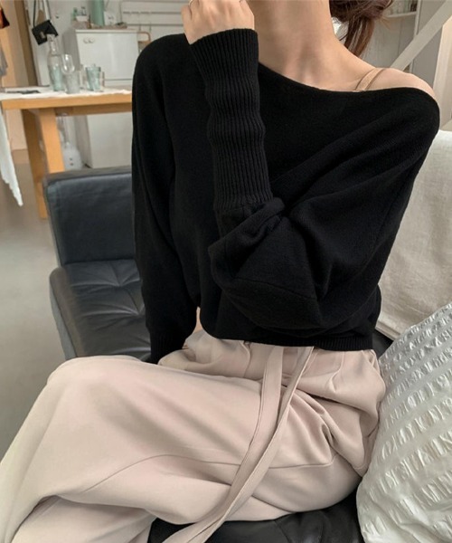 Miniministore(ミニミニストア)の「ボートネックニットトップスオフショルダー(ニット/セーター・レディース・アイボリー/ブラック/グレー/ベージュ/ブラウン/ピンク/ワインレッド・FREE)」の19枚目の写真