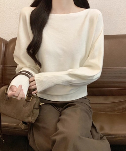 Miniministore(ミニミニストア)の「ボートネックニットトップスオフショルダー(ニット/セーター・レディース・アイボリー/ブラック/グレー/ベージュ/ブラウン/ピンク/ワインレッド・FREE)」の22枚目の写真