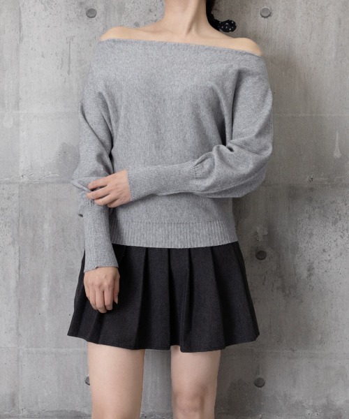 Miniministore(ミニミニストア)の「ボートネックニットトップスオフショルダー(ニット/セーター・レディース・アイボリー/ブラック/グレー/ベージュ/ブラウン/ピンク/ワインレッド・FREE)」の10枚目の写真