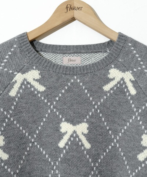 flower（フラワー）の「ダーリンリボンニット（ニット/セーター・レディース・ネイビー/グレー・FREE）」の10枚目の写真