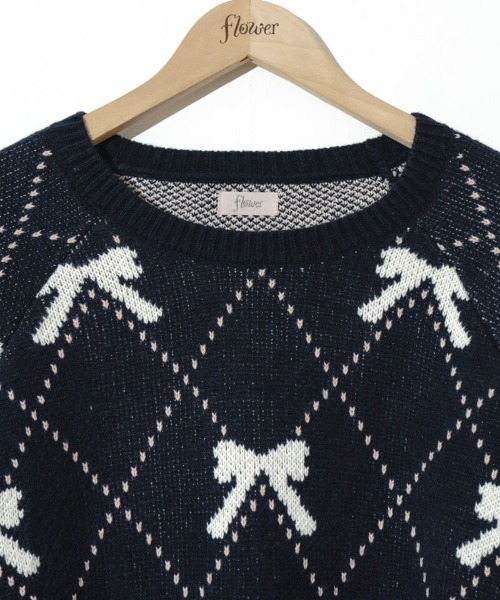 flower（フラワー）の「ダーリンリボンニット（ニット/セーター・レディース・ネイビー/グレー・FREE）」の18枚目の写真
