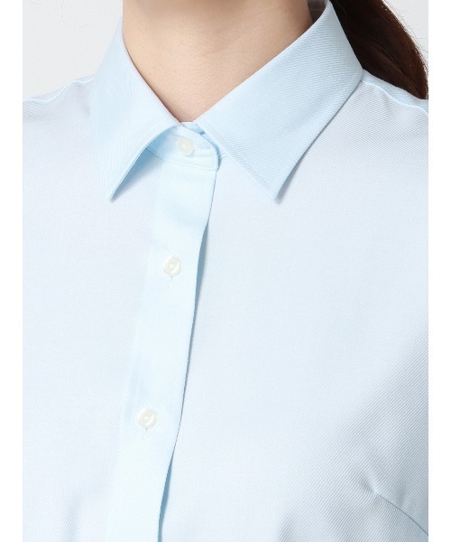 SUIT SQUARE(スーツスクエア)の「レギュラーカラーシャツ 長袖 NON IRONMAX ストレッチ 織柄 Blouse(シャツ/ブラウス・レディース・サックスブルー・40(11号)/38(9号)/36(7号)/42(13号))」の7枚目の写真