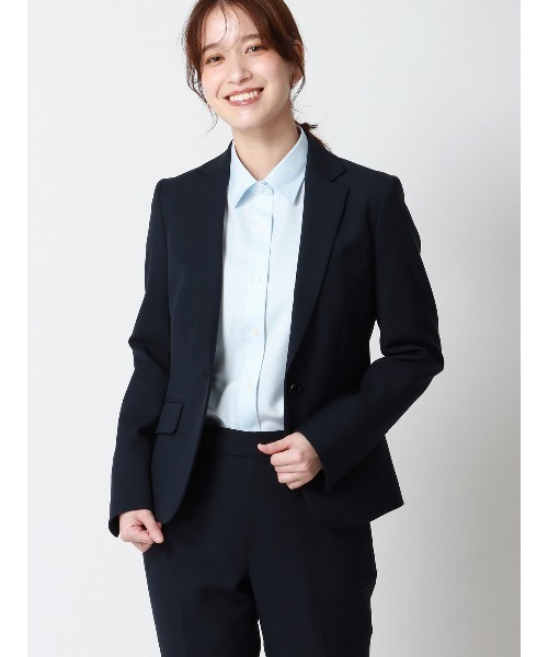 SUIT SQUARE(スーツスクエア)の「レギュラーカラーシャツ 長袖 NON IRONMAX ストレッチ 織柄 Blouse(シャツ/ブラウス・レディース・サックスブルー・40(11号)/38(9号)/36(7号)/42(13号))」の3枚目の写真