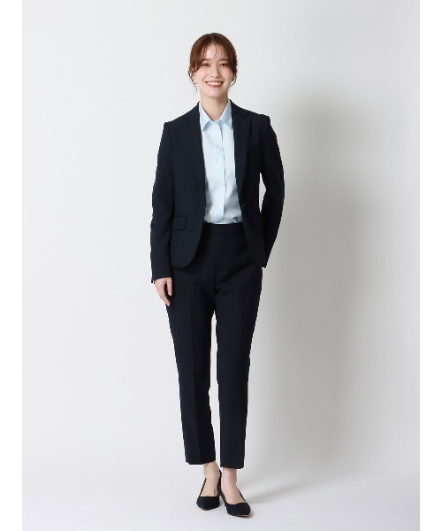 SUIT SQUARE(スーツスクエア)の「レギュラーカラーシャツ 長袖 NON IRONMAX ストレッチ 織柄 Blouse(シャツ/ブラウス・レディース・サックスブルー・40(11号)/38(9号)/36(7号)/42(13号))」の2枚目の写真