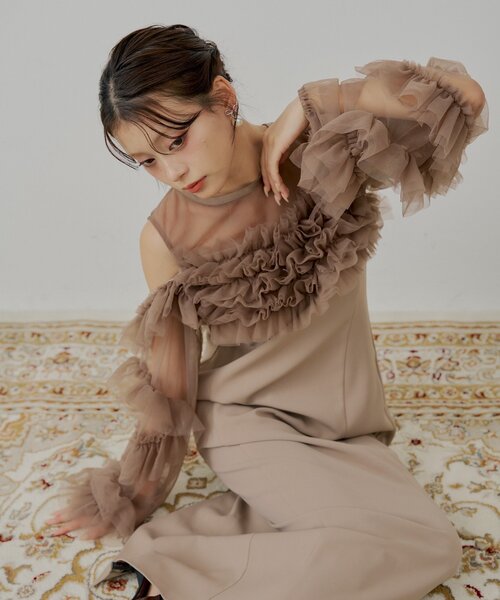 SALON by Chico】フリルデザインタイトロングワンピ/オケージョン