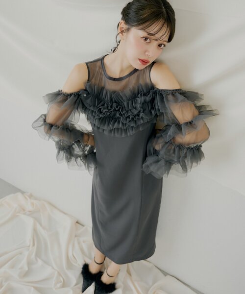 SALON by Chico】フリルデザインタイトロングワンピ/オケージョン