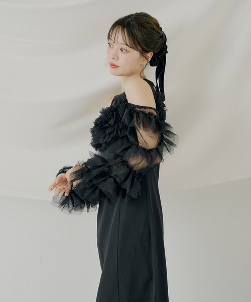 SALON by Chico】フリルデザインタイトロングワンピ/オケージョン