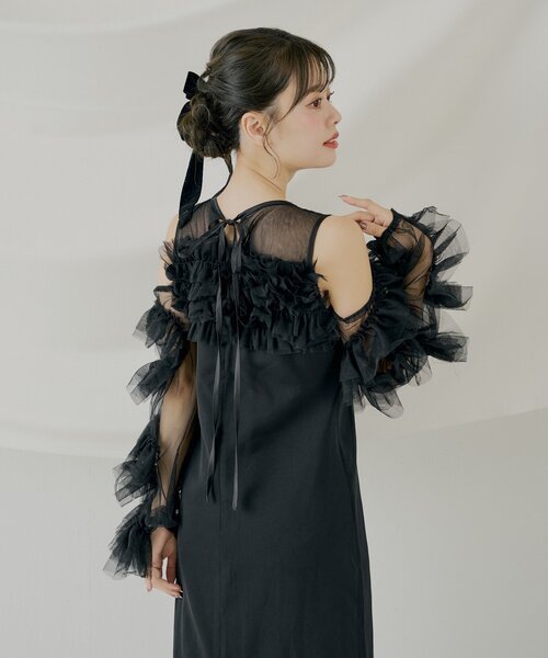 SALON by Chico】フリルデザインタイトロングワンピ/オケージョン