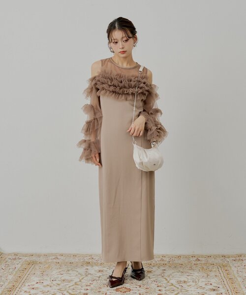 フリルデザイン オケージョンワンピース セット SALON by Chico】フリルデザインタイトロングワンピ/オケージョン