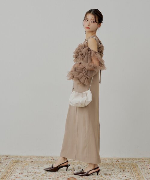 セール】【SALON by Chico】フリルデザインタイトロングワンピ