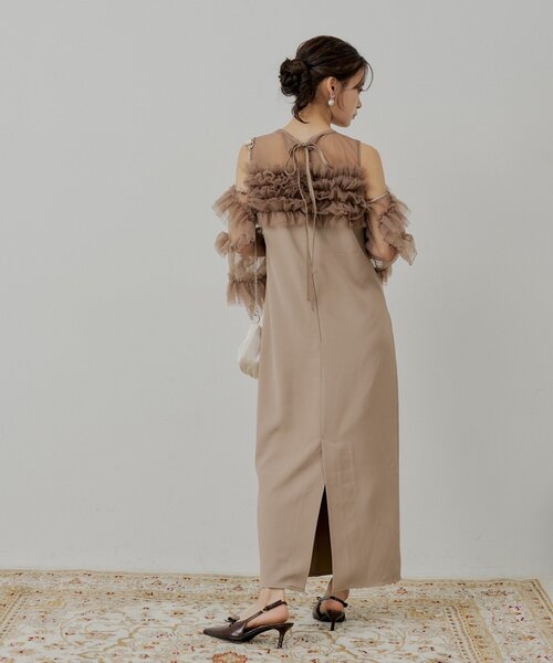 SALON by Chico】フリルデザインタイトロングワンピ/オケージョン