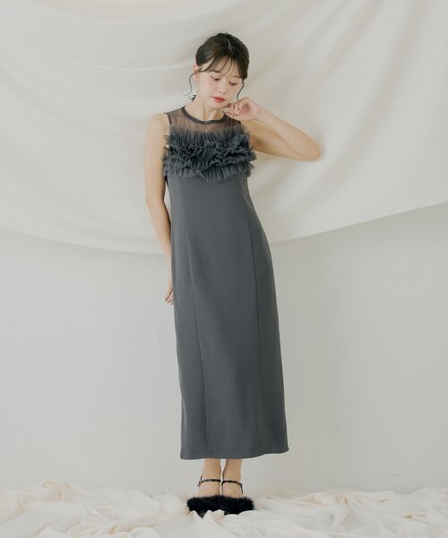 フリルデザイン オケージョンワンピース セット SALON by Chico】フリルデザインタイトロングワンピ/オケージョン