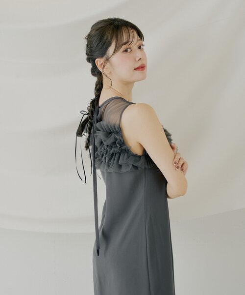SALON by Chico】フリルデザインタイトロングワンピ/オケージョン