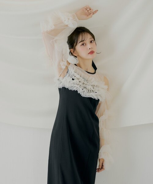 セール】【SALON by Chico】フリルデザインタイトロングワンピ