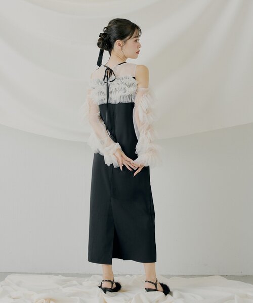 セール】【SALON by Chico】フリルデザインタイトロングワンピ