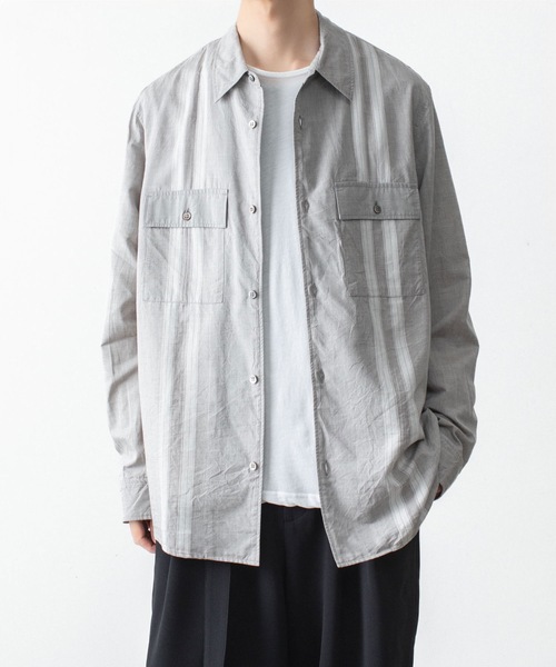 ATTACHMENT（アタッチメント）の「CO/TEN ジャガードローン パッチポケット L/S SHIRT / CO/TEN JACQUARD LAWN PATCH POCKET L/S SHIRT（シャツ/ブラウス・メンズ・ライトブルー/グレー/オフホワイト・3/2/1）」の2枚目の写真