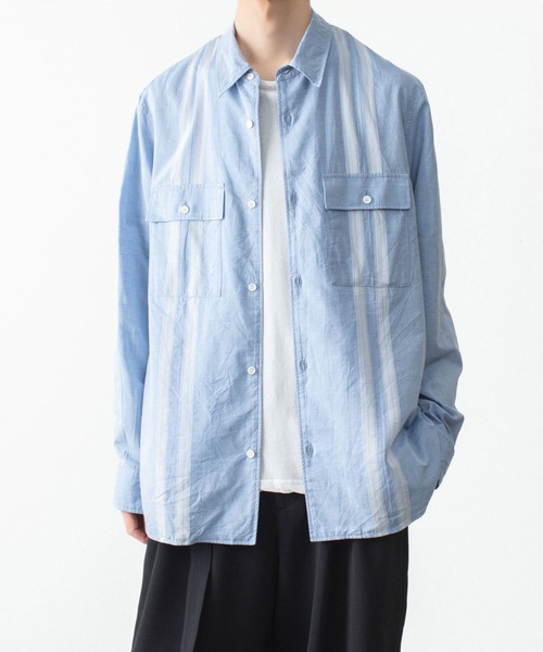 ATTACHMENT（アタッチメント）の「CO/TEN ジャガードローン パッチポケット L/S SHIRT / CO/TEN JACQUARD LAWN PATCH POCKET L/S SHIRT（シャツ/ブラウス・メンズ・ライトブルー/グレー/オフホワイト・3/2/1）」の3枚目の写真