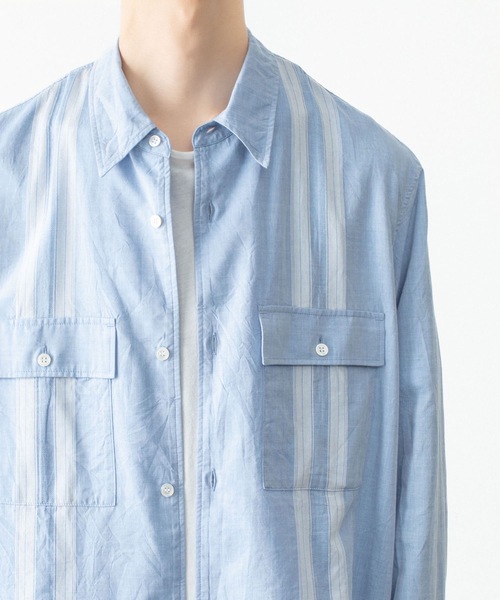 ATTACHMENT（アタッチメント）の「CO/TEN ジャガードローン パッチポケット L/S SHIRT / CO/TEN JACQUARD LAWN PATCH POCKET L/S SHIRT（シャツ/ブラウス・メンズ・ライトブルー/グレー/オフホワイト・3/2/1）」の7枚目の写真