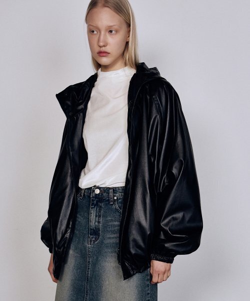 NICK&NICOLE(ニックアンドニコール)の「UNIQUE GLOSSY LEATHER JACKET_BLACK(ライダースジャケット・レディース・その他・FREE)」の3枚目の写真