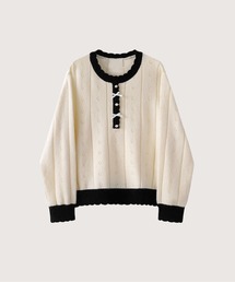 Sweet Frill Piping Ribbon Knit