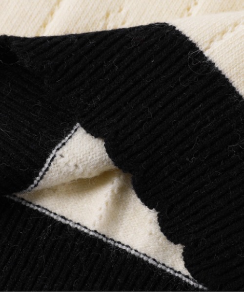 LA POMME jours(ラポミ・ジュール)の「Sweet Frill Piping Ribbon Knit(ニット/セーター・レディース・ホワイト/グレー・FREE)」の6枚目の写真