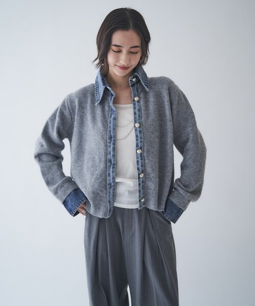 Remind me and forever（リマインドミーアンドフォーエバー）の「【WEB限定】【nane】デニムドッキングカーディガン（カーディガン/ボレロ・レディース・グレー/チャコールグレー/ブラウン/ネイビー・FREE）」の5枚目の写真