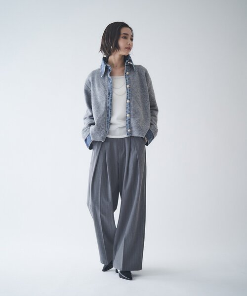 Remind me and forever（リマインドミーアンドフォーエバー）の「【WEB限定】【nane】デニムドッキングカーディガン（カーディガン/ボレロ・レディース・グレー/チャコールグレー/ブラウン/ネイビー・FREE）」の9枚目の写真