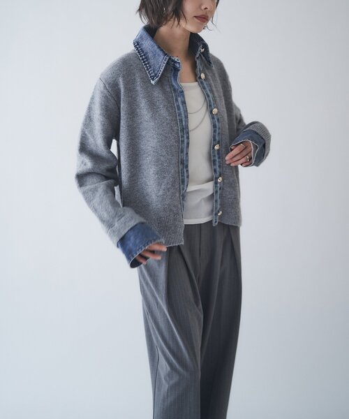 Remind me and forever（リマインドミーアンドフォーエバー）の「【WEB限定】【nane】デニムドッキングカーディガン（カーディガン/ボレロ・レディース・グレー/チャコールグレー/ブラウン/ネイビー・FREE）」の10枚目の写真