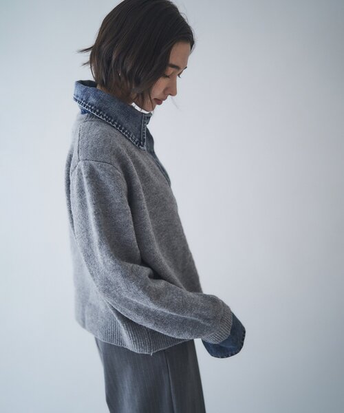 Remind me and forever（リマインドミーアンドフォーエバー）の「【WEB限定】【nane】デニムドッキングカーディガン（カーディガン/ボレロ・レディース・グレー/チャコールグレー/ブラウン/ネイビー・FREE）」の11枚目の写真