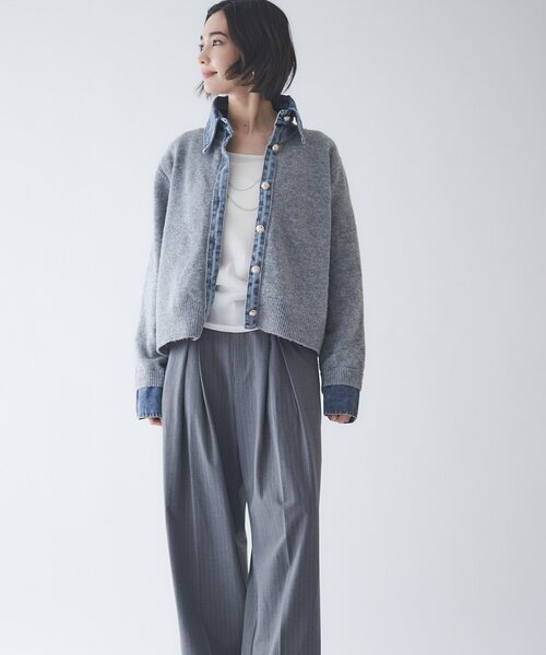 Remind me and forever（リマインドミーアンドフォーエバー）の「【WEB限定】【nane】デニムドッキングカーディガン（カーディガン/ボレロ・レディース・グレー/チャコールグレー/ブラウン/ネイビー・FREE）」の14枚目の写真
