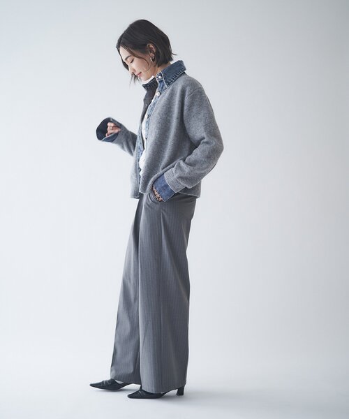 Remind me and forever（リマインドミーアンドフォーエバー）の「【WEB限定】【nane】デニムドッキングカーディガン（カーディガン/ボレロ・レディース・グレー/チャコールグレー/ブラウン/ネイビー・FREE）」の16枚目の写真