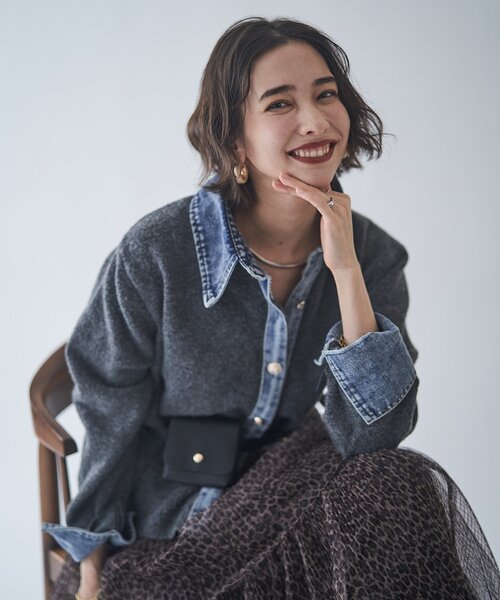 Remind me and forever（リマインドミーアンドフォーエバー）の「【WEB限定】【nane】デニムドッキングカーディガン（カーディガン/ボレロ・レディース・グレー/チャコールグレー/ブラウン/ネイビー・FREE）」の17枚目の写真